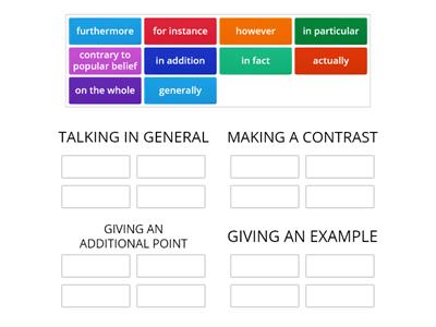 CLASSIFY THE LINKING WORDS