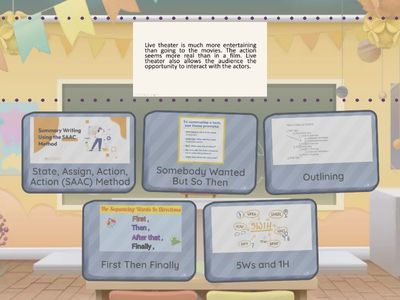 Match it up! Directions: Pair the summarizing technique to its example