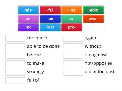 Prefix/Suffix Definitions