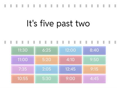 Telling the time - find the match