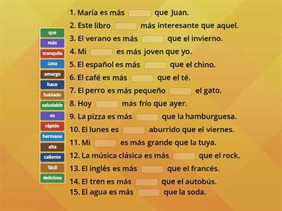 Comparative Adjectives in Spanish - Practice 