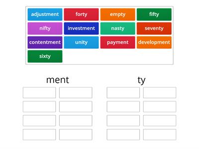 Ment and ty suffixes