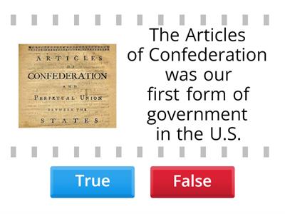 Articles of Confederation T/F