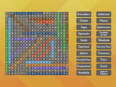 Educação Física e Saúde - Caça palavras