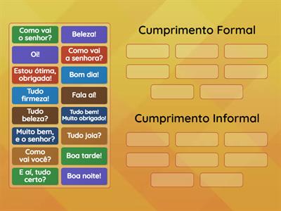 A1 P0 Classificação em grupos: Cumprimento Formal ou Informal