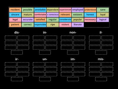 Negative Prefix Adjective Sort (Instant Lessons 2 Intermediate: 37)