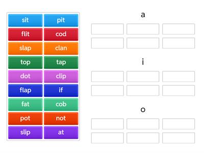 a, i, o Medial Vowel Sort