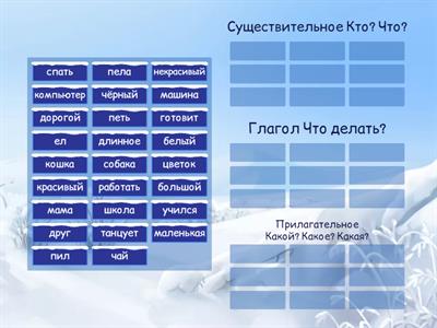 Существительное, глагол, прилагательное