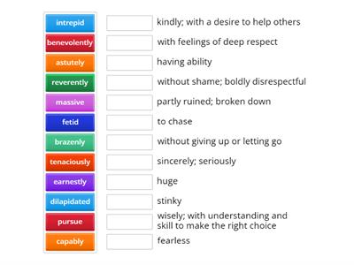 IEW Vocab Test Practice  match up game