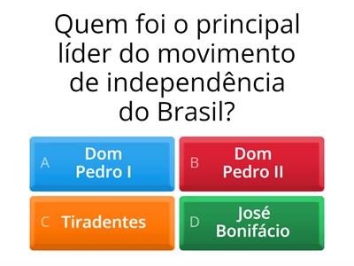 Quiz: independência do Brasil(Kaique Loronha e Marcos Eduardo 1°B)