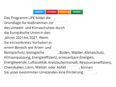 EU-LIFE – Programm für die Umwelt und Klimapolitik (2021–2027)