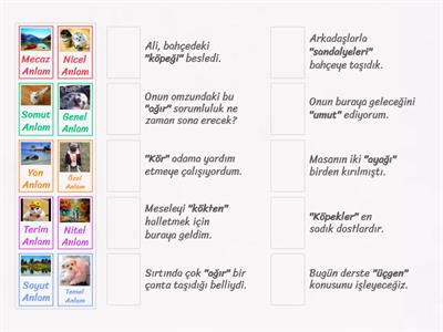 7. SINIF SÖZCÜKTE ANLAM (Eşleştirme)