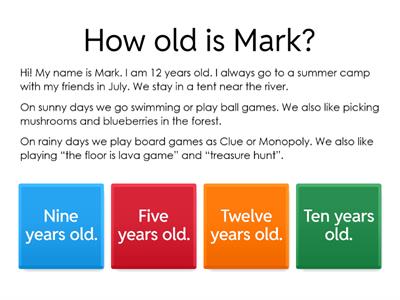 Reading comprehension.