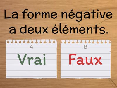 La forme négative: règle grammaticale