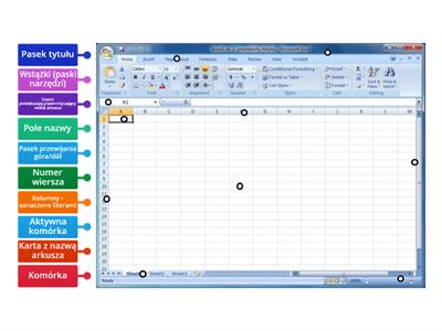 MS EXCEL - okno programu - klasa 6