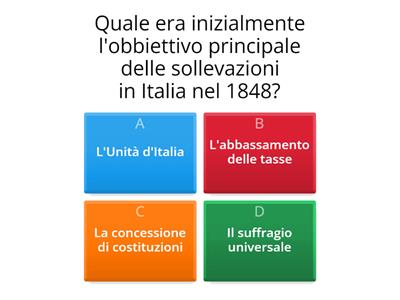 Quiz su prima e seconda guerra d'Indipendenza
