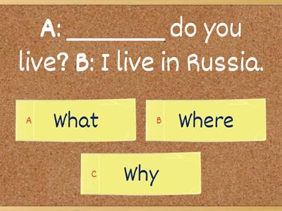 Question words quiz