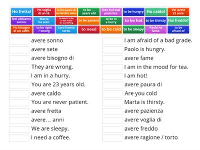 Kreyco Idiomatic expressions with avere