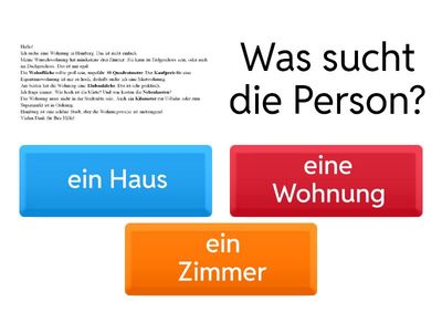 Horizonte 9, L.2, Wohnungssuche in Hamburg. Textarbeit 1 (Ü4, S. 15)