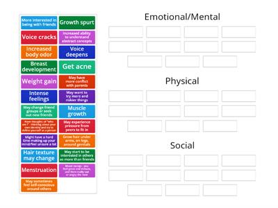 Changes of Puberty (Physical, Mental/Emotional, & Social) 