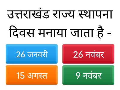 उत्तराखंड सामान्य ज्ञान 