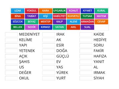 2.Sınıf Eş Anlamlı Kelimeler