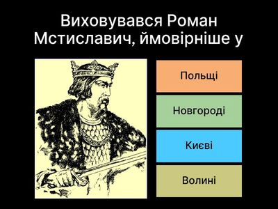 1. Роман Мстиславович. Додатковий тест