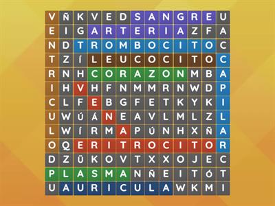Sopa de letras Sistema Circulatorio