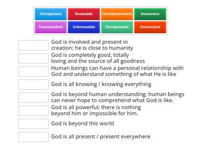 The Nature of God - Key Terms