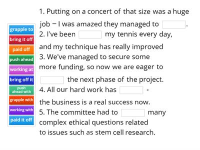 Gapfill - Success and failure phrasal verbs