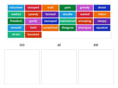 oo, ai, ee Word Sort