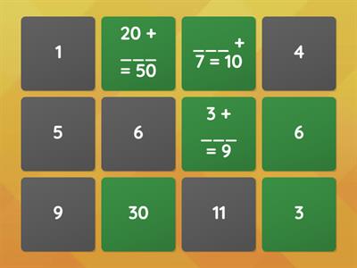 Missing Addends Memory Match