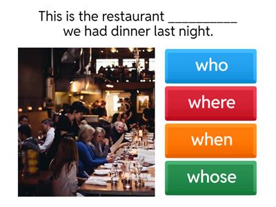 Defining Relative Clauses multiple choice