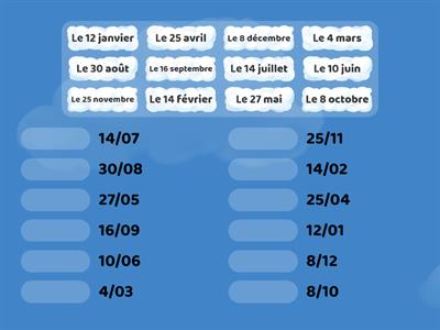 Les mois de l'année et les dates