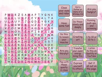 Coping Skills Word Search