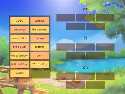 Preliminary B1 - prepositions of time