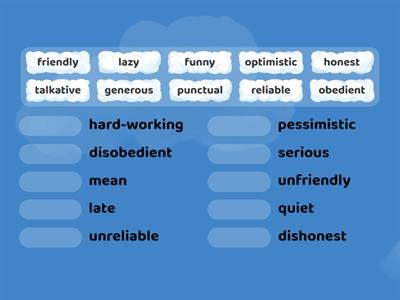 Personality adjectives - opposites