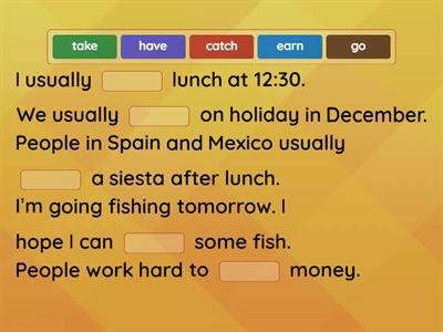 Headway Elementary Unit 6 - Vocabulary: verb collocations