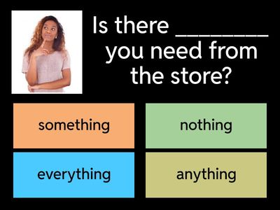 somebody,  anything, nowhere, etc