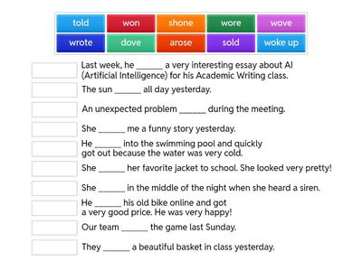 Irregular Simple Past Verbs - Set 3 - Part 2 - Fill in the blanks