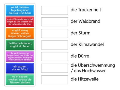 Wortschatz - Definitionen - Was passt zusammen? Ordne zu!