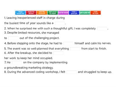 planning idioms hw sentences