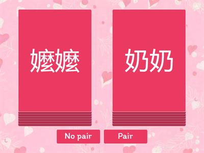 拜年時（親屬稱謂）粵普對譯﹕試把粵語稱謂配對成恰當的普通話稱謂詞彙。