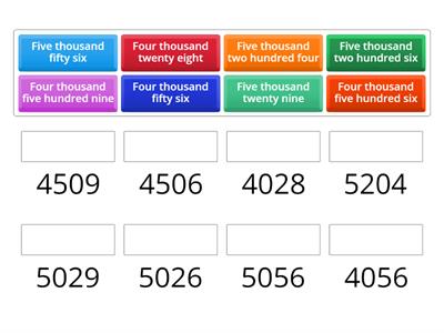 Match word form with standard form numbers