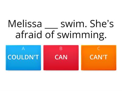 Modal verbs: CAN, CAN'T, COULD, COULDN'T, MUST, MUSTN'T, SHOULD, SHOULDN'T