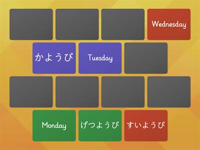 days of the week hiragana