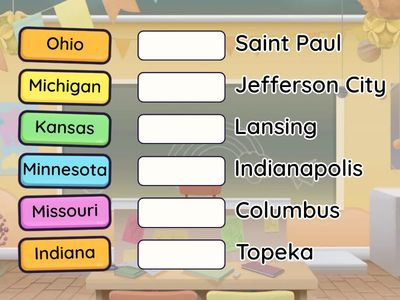 Midwest States & Capitals Drag & Drop