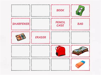 SCHOOL OBJECTS Memory Game