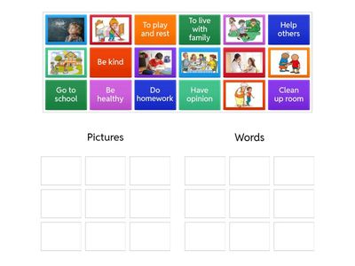 Match the Pictures with the Words (Children’s Rights & Responsibilities)