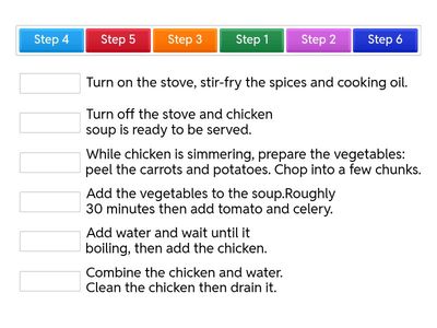Arrange the steps - "How To Make Chicken Soup"